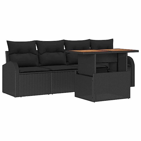 vidaXL Garten-Sofa-Set mit Speicher 5-Tlg Schwarz Poly Rattan 3358256 günstig online kaufen