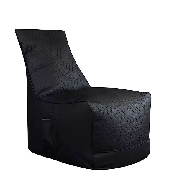 Sitzsack Sessel schwarz mit Rückenlehne Kunstleder Bezug günstig online kaufen