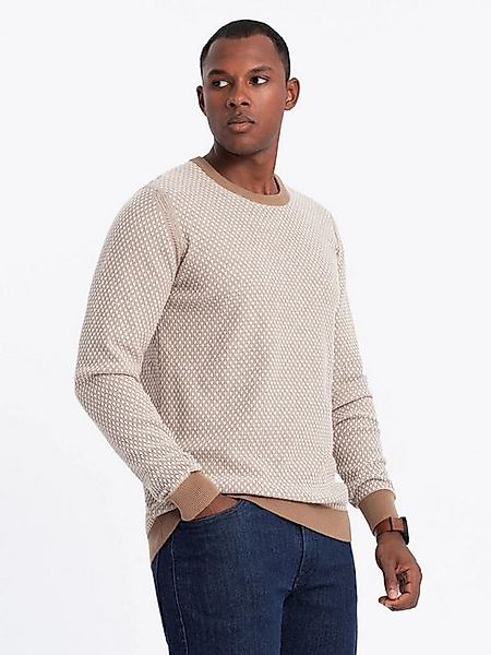 OMBRE Rundhalspullover Herren RELAXED FIT gemusterter Strickpullover günstig online kaufen