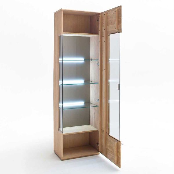 Wohnwand Vitrine aus Eiche Bianco 60 cm günstig online kaufen