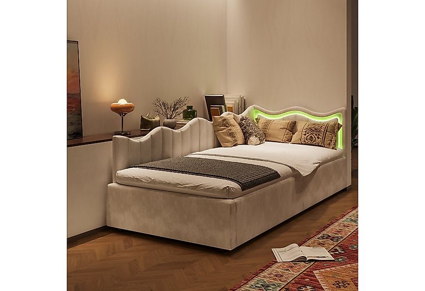 Gdood Polsterbett Doppelbett Daybett Tagesbett LED (Hydraulisch hebbarer St günstig online kaufen
