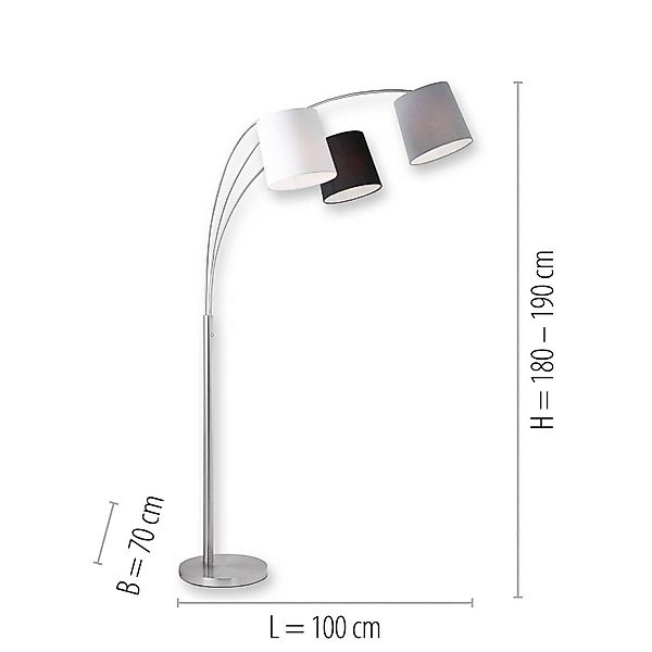 JUST LIGHT Stehlampe LED Stehlampe MELVIN Stoffschirme, Mit drei unterschie günstig online kaufen