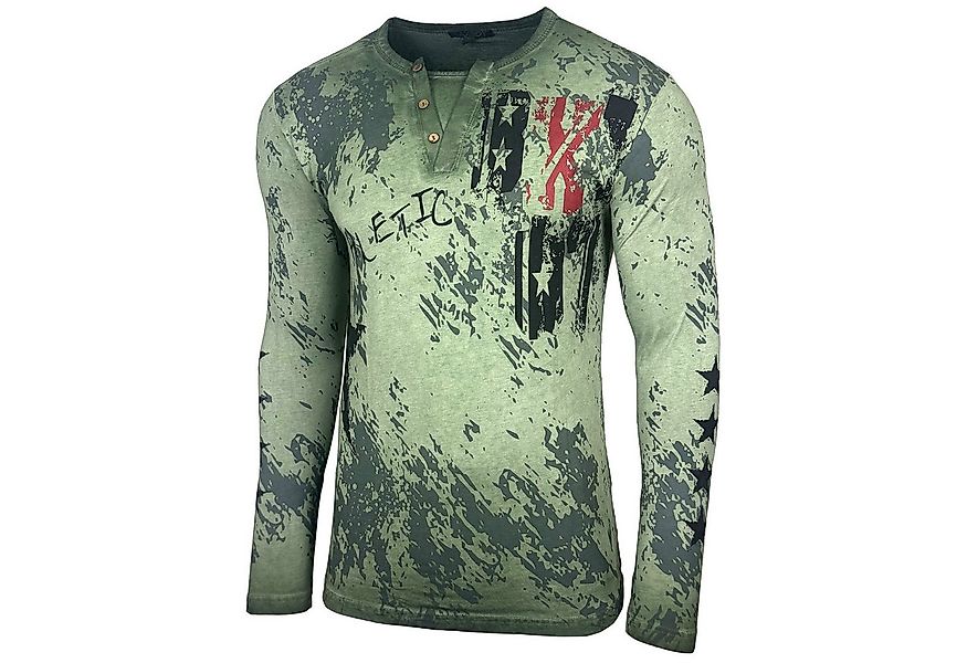 Baxboy Longshirt Langarmshirt mit trendigem All-Over Logo-Print mit Knopfle günstig online kaufen