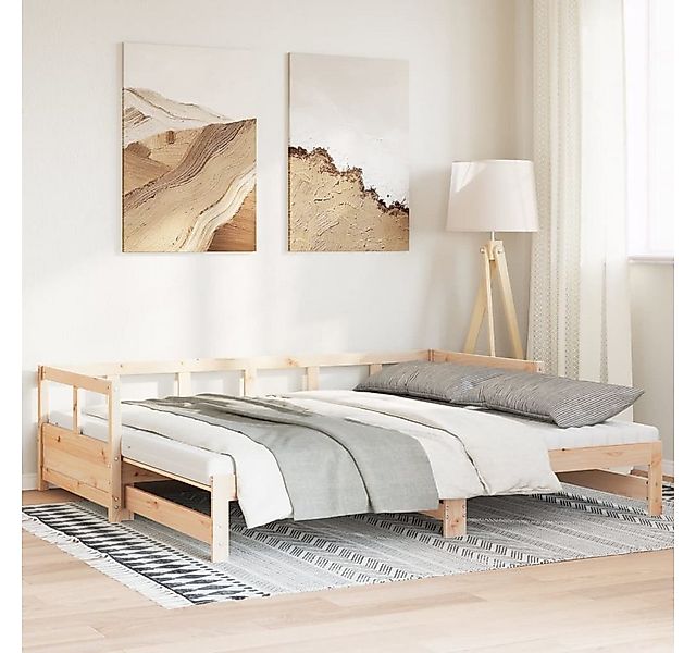 vidaXL Bett, Tagesbett Ausziehbar mit Matratzen 90x200 cm Massivholz Kiefer günstig online kaufen