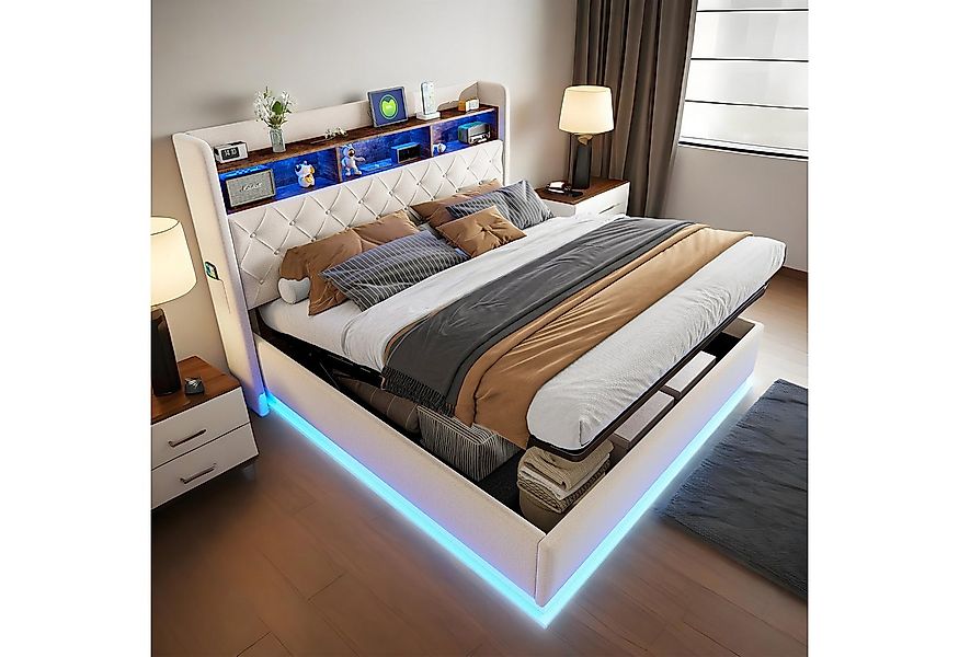 OKWISH Polsterbett Funktionsbett,Stauraumbett,Doppelbett,Gästebett (Luxuriö günstig online kaufen