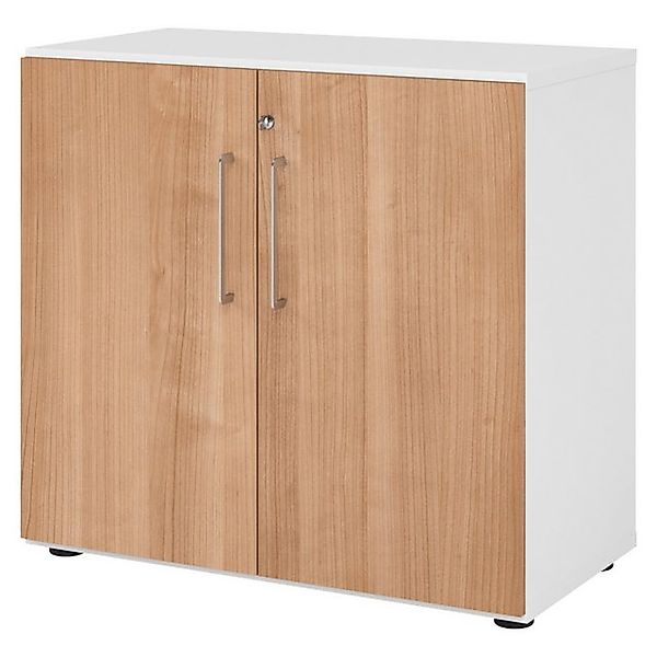 bümö Aktenschrank smart Büroschrank - 2 Ordnerhöhen Dekor: Weiß/Nussbaum günstig online kaufen