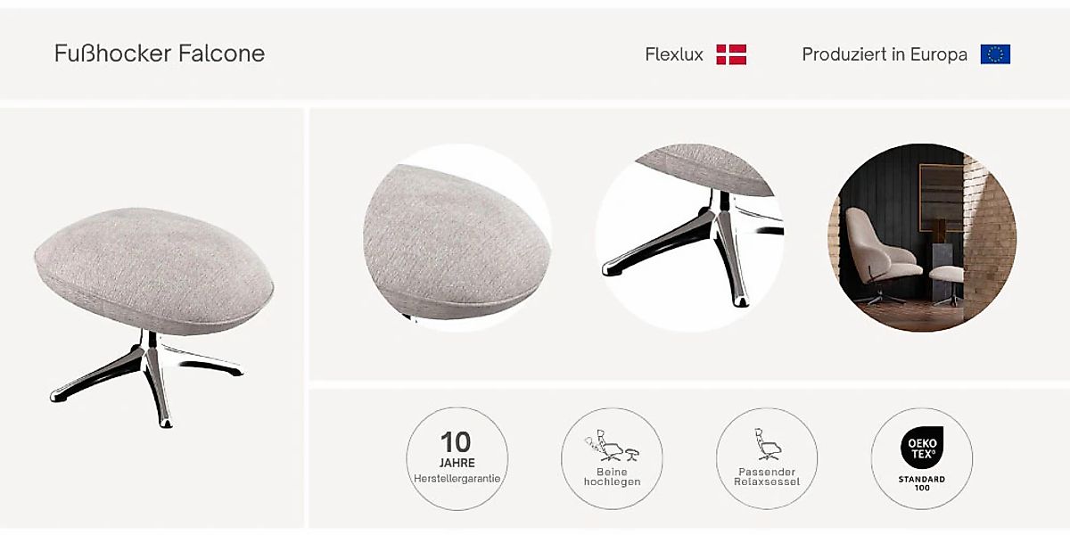FLEXLUX Fußhocker »Falcone, Fußstütze zum Loungen, Entspannung der Extrakla günstig online kaufen