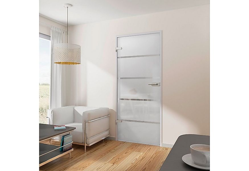 inova wohnen Zimmertür 83,4 x 197,2 cm Blockstreifen satiniert Glastür (Kom günstig online kaufen
