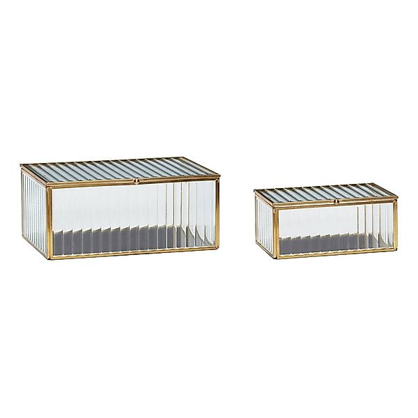 HÜBSCH Glasboxen Ripple, 2er-Set, Glas, Eisen, messingfarben günstig online kaufen