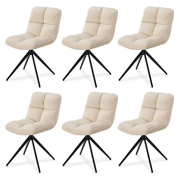 Juskys Drehstuhl Dallas 6er Set Samt Beige günstig online kaufen