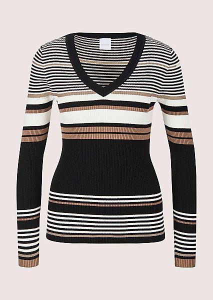 MADELEINE Longpullover "Feinstrickpullover Viskosepullover mit Streifen-Mus günstig online kaufen