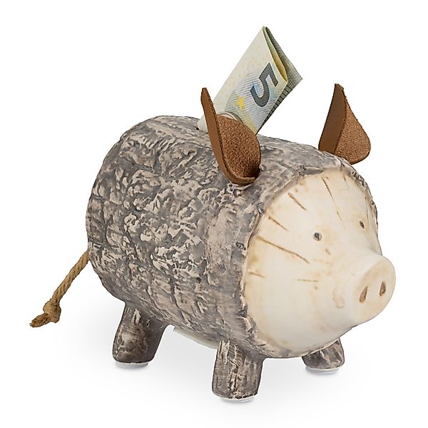 relaxdays Spardose Sparschwein Baumrinde günstig online kaufen
