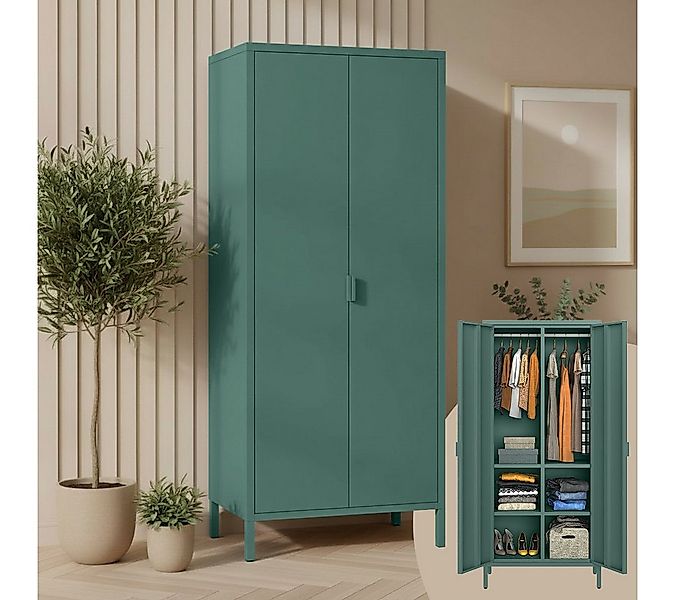 skølm Kleiderschrank Ituri aus Metall (Dunkelgrün) Metallschrank mit 6 Fäch günstig online kaufen