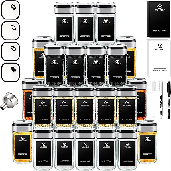 KingLux Gewürzbehälter 35Stk.Glas Gewürzdosen 120ml,Gewürzgläser Eckig günstig online kaufen