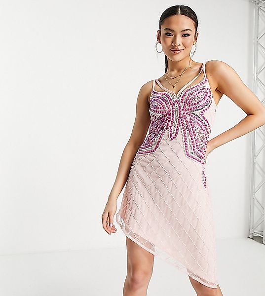 Starlet – Exklusives, transparentes Overlay-Kleid in Rosa mit Paillettenbes günstig online kaufen