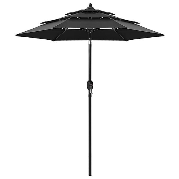 furnicato Sonnenschirm mit Aluminium-Mast 3-lagig Schwarz günstig online kaufen