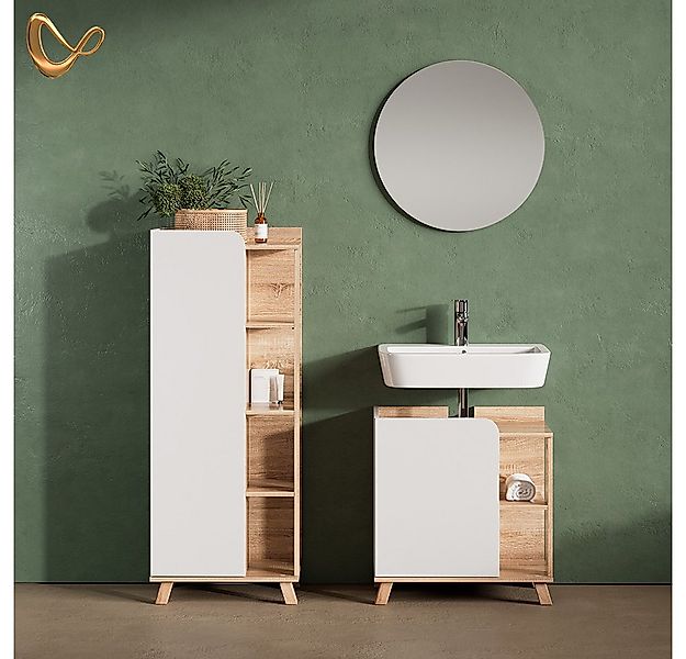Livinity® Waschbeckenunterschrank Marano, Sonoma/Weiß/Weiß, 60 x 65 cm mit günstig online kaufen