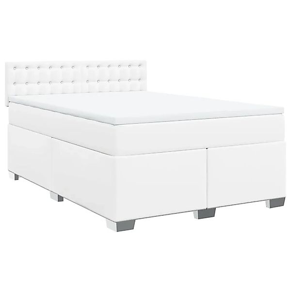 vidaXL Boxspringbett mit Matratze Weiß 160x200 cm Kunstleder 3286129 günstig online kaufen