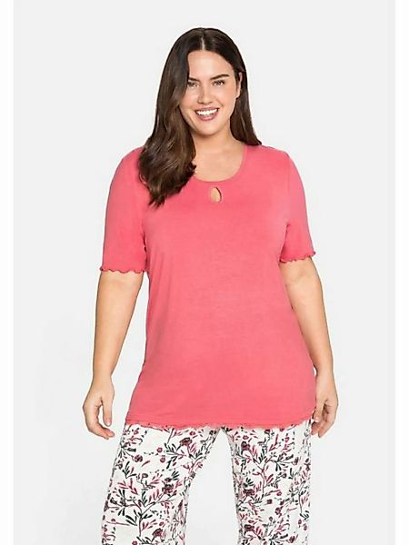 Sheego Pyjamaoberteil Große Größen mit Spitze am Saumabschluss günstig online kaufen