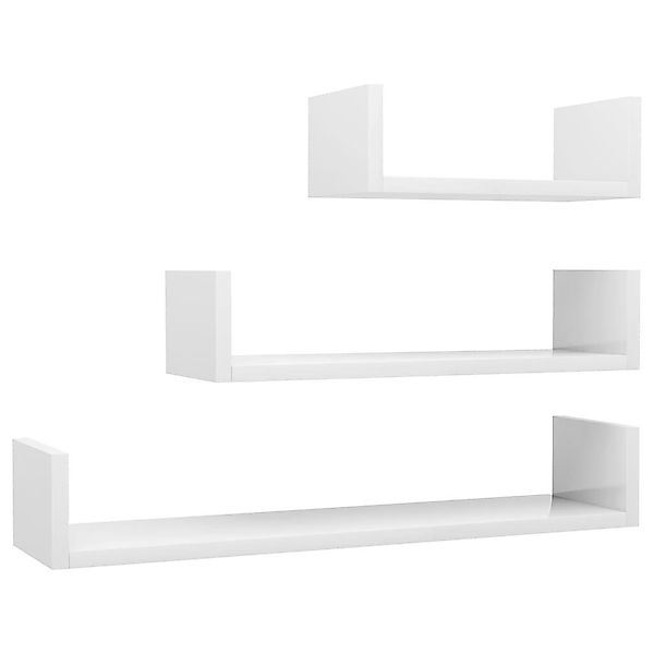 furnicato Wandregal 3 Stk. Hochglanz-Weiß Holzwerkstoff, günstig online kaufen