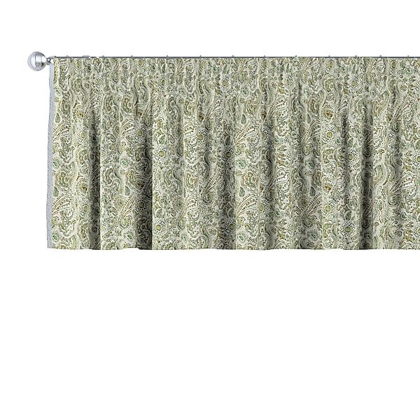 Kurzgardine mit Kräuselband, grün-beige, 130 x 40 cm, Flowers (143-68) günstig online kaufen
