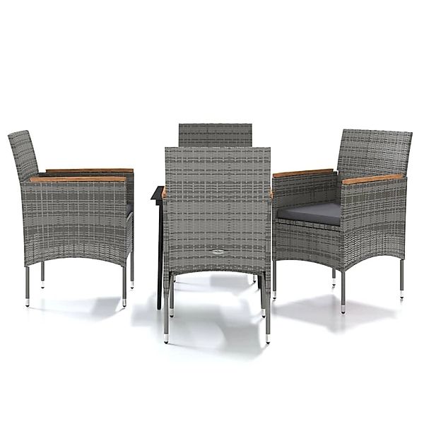 vidaXL 5-Tlg Garten-Essgruppe mit Kissen Grau und Schwarz 3099348 günstig online kaufen
