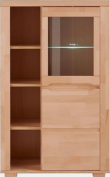 Home affaire Vitrine "DENIS80,B/T/H:90/40/145cm, Front massivhozl, geölt, S günstig online kaufen