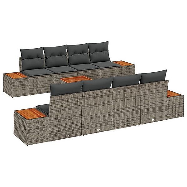 vidaXL Loungesofa 9-teiliges Garten Sofa Set mit Kissen Grau Poly Rattan, 9 günstig online kaufen