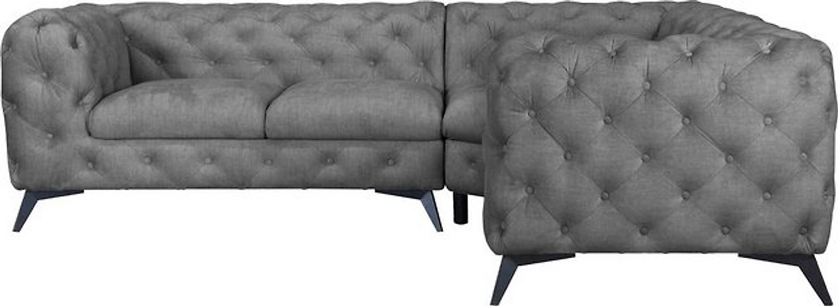 Leonique Chesterfield-Sofa "Ecksofa GLYNIS L-Form mit Wellenunterfederung, günstig online kaufen