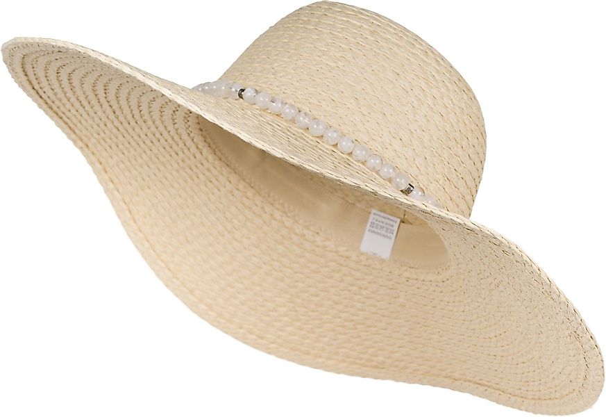styleBREAKER Sonnenhut Papierstroh Sonnenhut Perlen Hutband günstig online kaufen