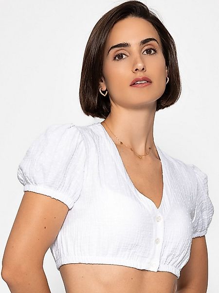 SASSYCLASSY Dirndlbluse Dirndlbluse aus Musselin mit Tupfen für Damen Tradi günstig online kaufen