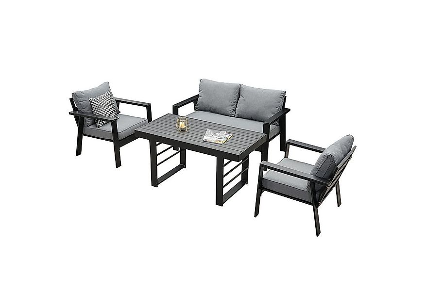 MeXo Gartenlounge-Set Aluminium Balkonmöbel Set mit Esstisch 4 Personen Wet günstig online kaufen