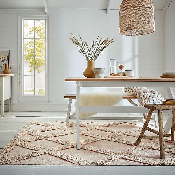 FLAIR RUGS Teppich »Tessa Baumwolle mit Rautenmuster«, rechteckig, 10 mm Hö günstig online kaufen