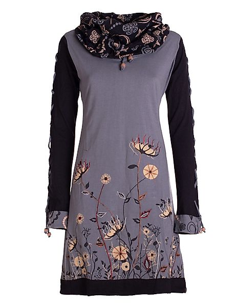 Vishes Minikleid Damen Blumen-Kleid Baumwollkleid Langarm-Shirtkleid günstig online kaufen