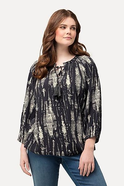 Ulla Popken Longbluse Bluse Musterstreifen Rüsche günstig online kaufen