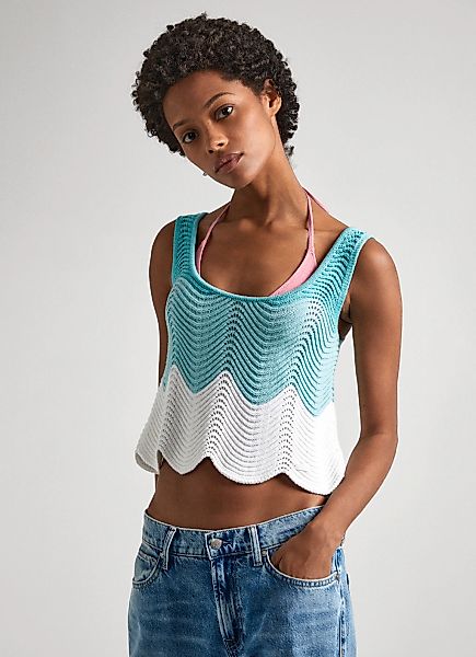 Pepe Jeans Stricktop "GALEA" mit Wellensaum günstig online kaufen