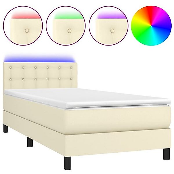 vidaXL Boxspringbett, Boxspringbett mit Matratze & LED Creme 100x200 cm Kun günstig online kaufen