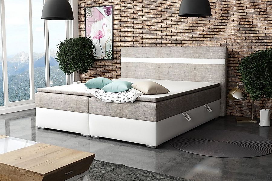 Fun Möbel Boxbett Schlafzimmerbett DAWID in Stoff/Kunstleder (inkl. Bettkäs günstig online kaufen