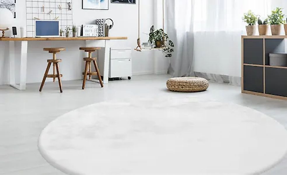 calo-deluxe Fellteppich »Vogesen 212«, rund, 45 mm Höhe, Kunstfell, Wohnzim günstig online kaufen