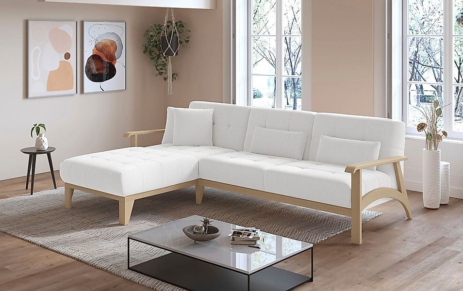sit&more Ecksofa »Billund L-Form«, Armlehnen aus Buchenholz in natur, versc günstig online kaufen