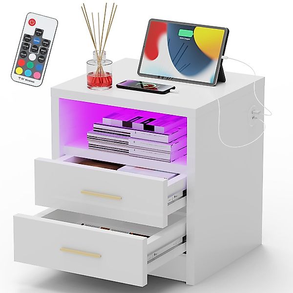oyajia Nachttisch Nachttisch Sofatisch mit LED-Beleuchtung,Nachtschrank günstig online kaufen