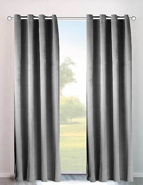 OTTO home Vorhang "Velvet Uni" Ösen 2 Stk. tlg. Blickdichter Samt, 2-er Set günstig online kaufen