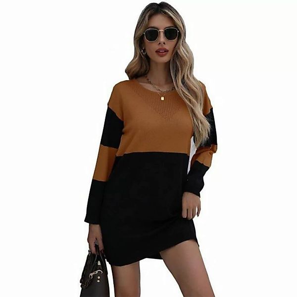 FIDDY Strickpullover Pulloverkleid mit weitem Rundhalsausschnitt lockerer P günstig online kaufen