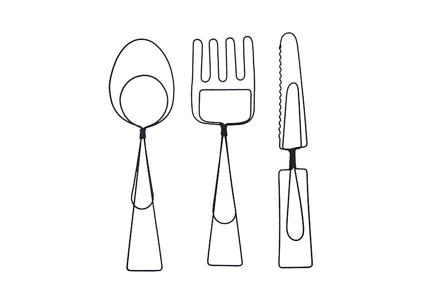 UNUS HOME Wanddekoobjekt 3er Set Wanddeko Besteck als stilvolle Metallkunst günstig online kaufen