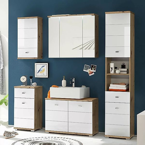 Spiegelschrank POOL, Weiß matt, mit 2 Türen, BxHxT 80 x 69 x 20 cm, Badmöbe günstig online kaufen