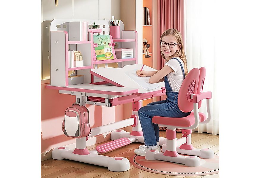 Rutaqian Kinderschreibtisch Kinderschreibtisch um 50 Grad neigbarer Schreib günstig online kaufen