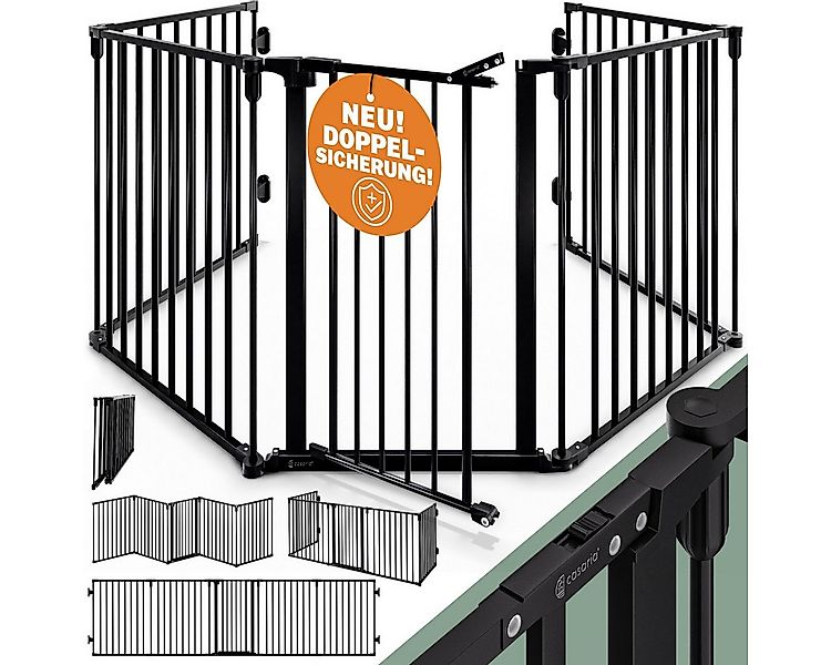 Casaria Kamingitter, Kaminschutzgitter Tür Schloss Faltbar 306x76cm Absperr günstig online kaufen