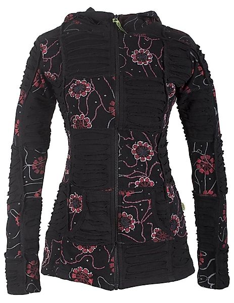 Vishes Kapuzensweatjacke Bestickte Blumen Patchworkjacke mit günstig online kaufen