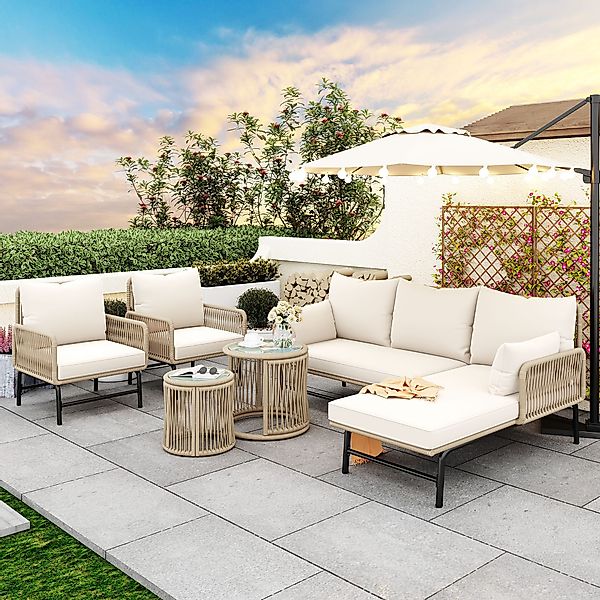 Ulife Gartenlounge-Set Gartenmöbel Set Rope Lounge günstig online kaufen