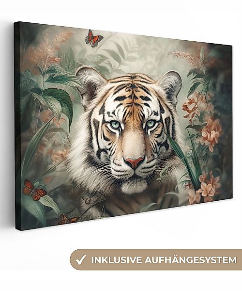 OneMillionCanvasses® Leinwandbild Tiger - Schmetterlinge - günstig online kaufen